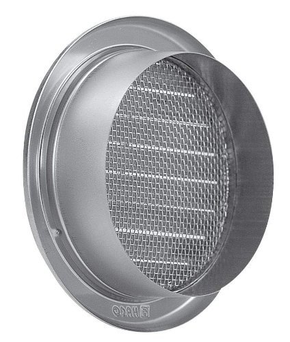 Edelstahl Lüftungsgitter – Abluftgitter – rund – mit Flansch/Rohranschluß und Insektenschutz: Deckmaß: 127 mm (NVM-100) - 4