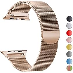 Tervoka Compatible para Correa Apple Watch 44mm 42mm, Milanese Loop Correa de Acero Inoxidable Reemplazo de Banda de la Muñeca para iWatch Series 4/3/2/1, Oro