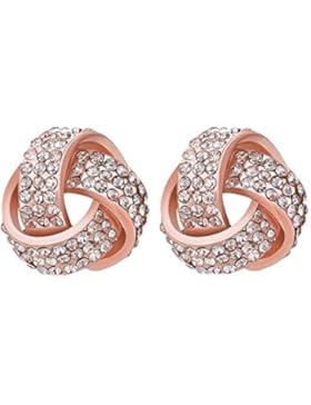 Styleziel Ohrring Ohrstecker Knoten mit funkelnden Kristallen besetzt Gold Rotgold 12 mm 1756