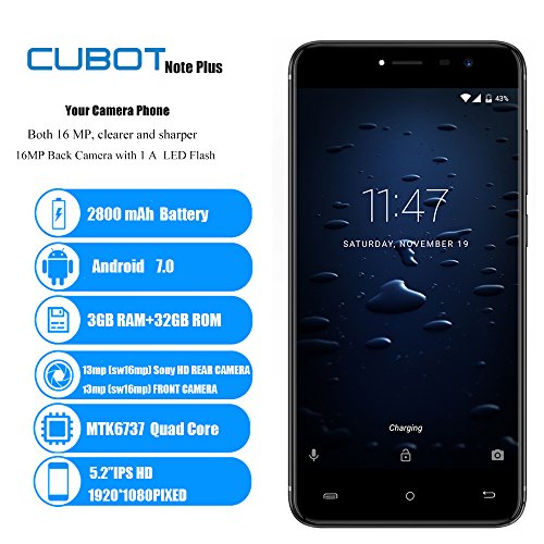 4G LTE Smartphone in offerta-Cubot Note Plus Unlocked(2017),Fotocamera Doppia 16+16MPï¼Œ5.2