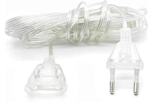 Okaywork Prolunga elettrica - Prolunga di alimentazione trasparente, filo elettrico, prolunga elettrica a filo piatto per piccoli accessori elettrici, lanterne e uso esterno. (3M)