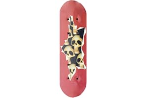 QUICKDRAW SUPPLIES Kids Beginner Stunt Skateboard 17" Practice Skate Deck Trick Board (Red Skulls Skateboard)