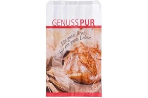 Wertpack Bäckerfaltenbeutel Genuss Pur, Brötchentüten, Kraftpapier, 20 + 7 x 32 cm, 1000 Stück