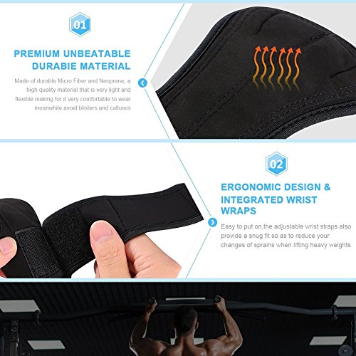 Yosoo Training Crossfit Grips, Fitnesshandschuhe mit Handgelenkschutz für Männer oder Frauen Gewichtheben Krafttraining Turnen, mit Micro Fiber Polsterung zu Vermeiden Schwielen - 4