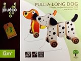 Jouéco 80025 Holz Nachziehtier Ziehspielzeug Hund in der Farbe schwarz weiß black white - 