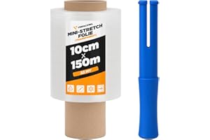 verpacking Mini-Stretchfolie 23 my stark 100 mm x 150 m reißfest, dehnbar & zuverlüssig Handstretchfolie Stretchfolie Verpackungsfolie (6 Rollen + 1 Abroller)