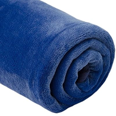 DuneDESIGN Couverture Oslo 100% polyester 300g/m² en microfibre | Couvre-lit Plaid 140x200cm en peluche avec poil | Bleu foncé