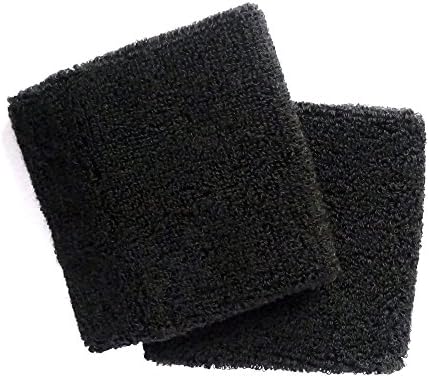 Elstead Wrist Sweatband (Black, Pair), terry cloth wristbands for badminton tennis squash handball basketball and other sports