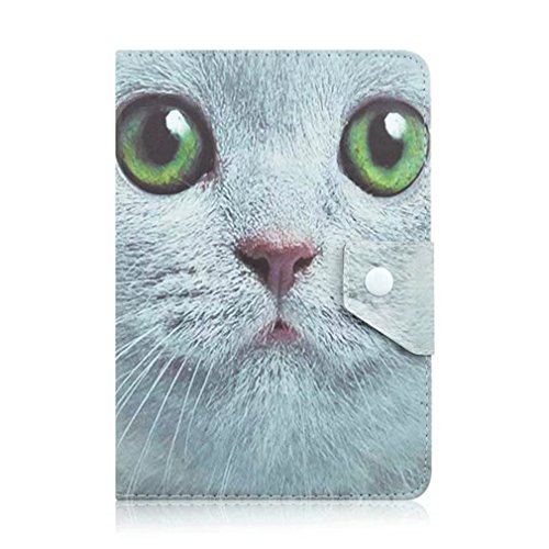 SZHTSWU Universal 7 Zoll Kunstleder Tablette Hülle, Magnetverschluss Farbmalerei Serie PU Leder Tasche Schutzhülle Flip Case Ledertasche mit Standfunktion für Alle 7″ Zoll (Bildschirmgröße 6,5 Zoll – 7 Zoll) Tablet-PC, iPad -z.B. Apple, Samsung, Huawei, Sony, Acer, Asus, Lenovo, Amazon (Weiß Katze-05) - 2