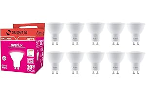 SUPERIA MILANO uperia Bombilla Led GU10 10W, Potentísima (Equivalente 90W), luz natural 3000K, 1000 lumen, WE10C, 10 Piezas