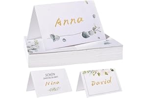 Fyshird Pack of 50 Place Cards Eucalyptus Place Cards Wedding Decoration Table Name Cards for Writing on Table Decoration for Wedding Birthday Confirmation Communion – 11 x 8.5 cm