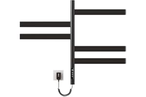 SKYLYZH Portasciugamani Elettrico, Rotazione di 180° Scaldasalviette Elettrico, Scaldino Asciugamani, Scaldasalviette Intelligente a Temperatura Costante, Temperatura Regolabile, Basso Consumo-Nero