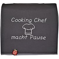 Abdeckhaube, Kenwood, Cooking Chef® KM 096,..Mod. Cooking Chef macht Pause, Dkl.-grau, .Stickerei, Schutzhaube, Husse, Cover, Kochmütze,
