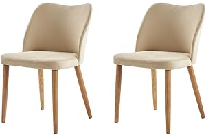 HULALA HOME Chaise Salle a Manger, Chaise Coiffeuse Moderne, Lot de 2 Chaises de Salle à Manger, Confortables avec Pieds en Bois, Convient au Salon, Salle à Manger, Chambre, Beige
