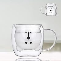 Doppia tazza di vetro Qute tazza da caffè orso gatto cane animale trasparente carino succo di latte tè tazze da bere festa di compleanno bicchieri da vino  15