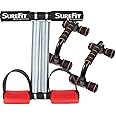 SUREFIT Tummy Trimmer with Push Up Bar – Dual Spring Ab Exerciser and Push-Up Handles for Total Body Workout, Core Strength, Waist Toning, and Home Fitness – Compact, Portable, and Heavy-Duty Design