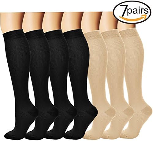 (3/7 Pairs) Compression Socks/Stockings for Men & Women,Speed Up Recovery Best Graduated Athletic Fit for Travel,Running, Nurses,Shin Splints,Flight&Maternity Pregnancy.Boost Stamina,Circulation