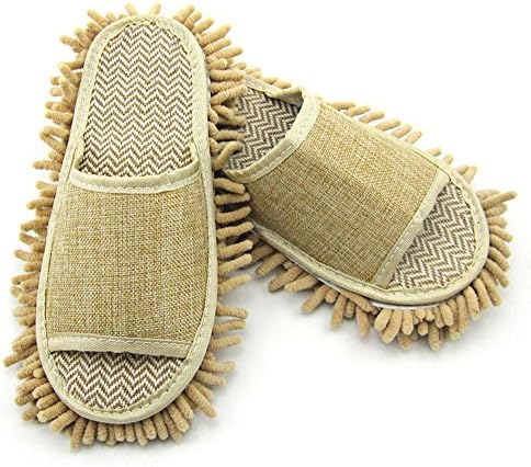 Microfiber Cleaning Slippers, House Floor Polishing Dusting Dust Mop (camel)