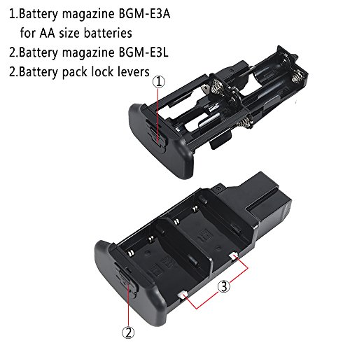 DSTE Multi-Puissance Vertical Batterie Poign  e Titulaire pour Canon EOS 350D 400D DSLR Cam  ra comme BG-E3 avec 2-pack NB-2LH