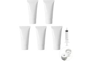 MORICOH 5 Pièces Tubes Vides Blancs, Tube de Crème Vide Contenants Cosmétiques Rechargeables, Flacons de Voyage pour Crème, Lotion, Shampooing, Échantillons (30ml)