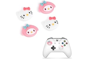 DLseego Anime Lindo Tema Thumbstick Caps Grip Accesorio,Juego de Fundas de Silicona para el Mando PS5 PS4 Xbox 360 Xbox un Controlador,Joystick Protección Adjuntos,4 PCS,Conejo y Gatito