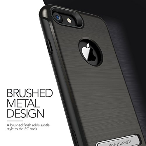 iPhone 7 Case VRS DesignÂ® [Titanium Black] Ultra Slim Brushed Back Case Cover [Duo Guard] Heavy Duty Protection with Metal Kickstand Single Layered Phone Case for Apple iPhone 7