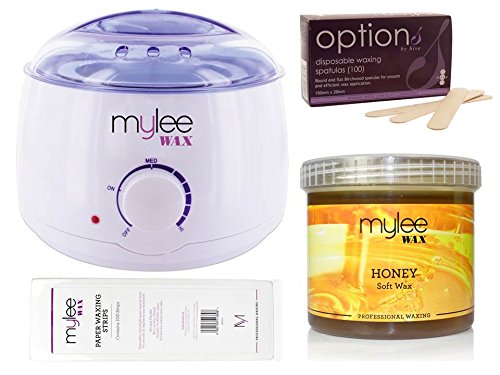 Mylee White Thermostatic Control Wax Heater & Mylee 450g Honey Soft Wax Kit NEW