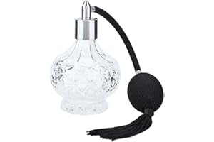 YMIKO Butelka na perfumy vintage z frędzlami, butelka z rozpylaczem do wielokrotnego napełniania z pompką natryskową, 80 ml