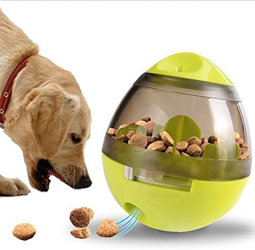 HUJOY Pet Toys Tumbler Interactive Pet Dog Shaking Food Leak Ball Funny Puzzle Dog Self Feeding Toy Puppy Play Bowl Feeder-Green