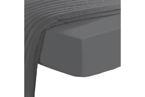 PIZUNA LINENS Pizuna Lenzuolo con angoli in cotone con filato da 400 lenzuolo con angoli 180x200 grigio scuro, 1pz lenzuolo con angoli 100% in cotone a fibra lunga satinato, profondità fino a 40cm