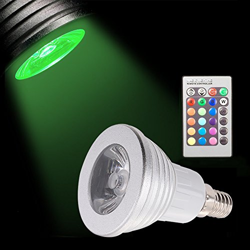 Sunix® 3W E14 RGB LED Lampe multicolor Glühbirne / Glühlampe mit Ferbedienung, Farbwechsel 16 Farben Auswahl, LED Leuchtmittel, LED Birnen - 3
