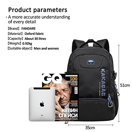 FANDARE Freizeit 15.6 Zoll Laptop Rucksack Reisetaschen Schulrucksack Reisen Wanderrucksäcke Daypack Herren Oxford Polyester - 6