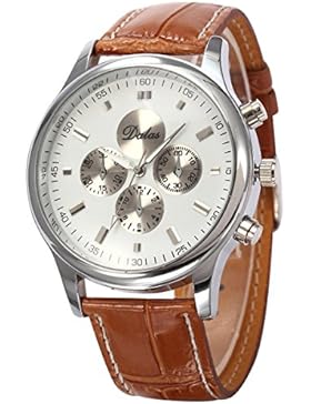 XLORDX Dalas Braun Armbanduhr Leder Damenuhr Analog Quarz Uhr Herrenuhr Sportuhr