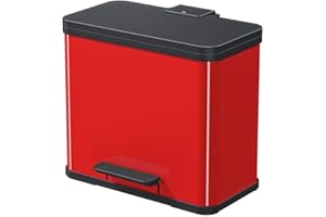 Hailo 0630-240 "Oeko Duo Plus L Pedal Waste Separator, Sheet Steel Red, 47 x 34 x 44 cm