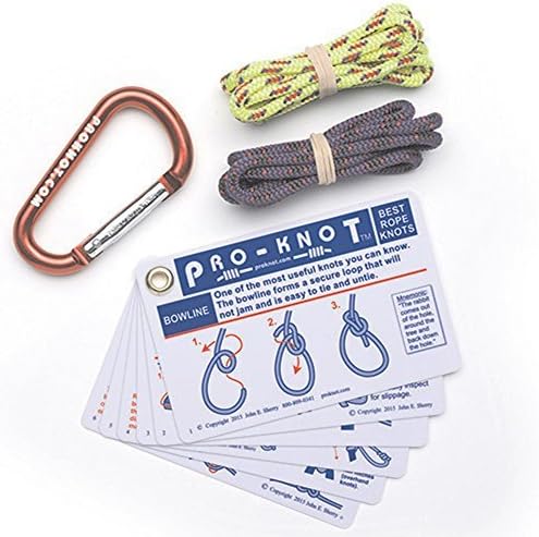 Pro-Knot Knot Tying Kit - 20 Essential Knots Cards One Mini Carabiner and Two Mini Cords - JE-PKKIT101 by Pro-Knot