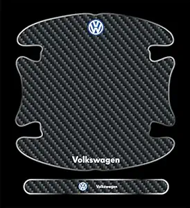 BIG FLAG 3D Gel Type Car Door Carbon Fiber Handle Cup and Handle Stripe Scratch Guard Sticker Universal for Specific Brand (Pack of 8) (3DDRSTCFSQVAR) (Volkswagen)