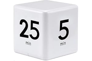 ‎MOBXPAR Mobxpar Digitaler Cube Timer, Zeitwürfel, Stoppuhr, Kinder-Timer, Übungs-Timer, Workout-Timer und Game-Timer, Schwerkraftsensor-Flip-Timer für Studium, Küche, Kochen, Yoga (Weiß 5-15-25-45)