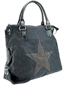 bag2basics Canvastasche mit Sternendruck | Umhängetasche Shopper 