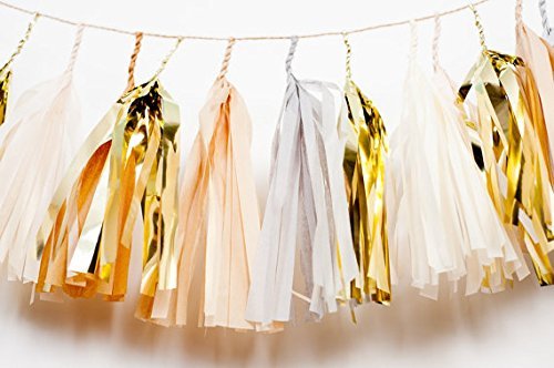 16 x Design Seidenpapier Quasten für Party Hochzeit Gold Girlande Wimpelkette Pom Pom