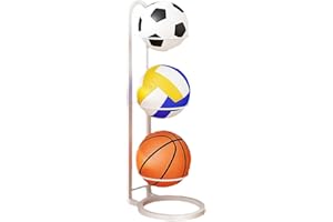 QURYGIN Ball Storage Garage - Basketball Organizer Rack, Iron Football Stand, Basketball Ball Storage Rack, Multifunctional Multi-Layer Iron Ball Storage Shelf, Basketball Holder For Bedroom (White, 3)