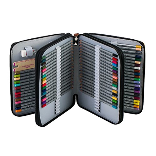 yimoji 120 Slots Bleistift Fall, mehrschichtige PU Leder Bleistift Halterung für Artist Pen Tasche Stationäre Black – artist pouch - 3