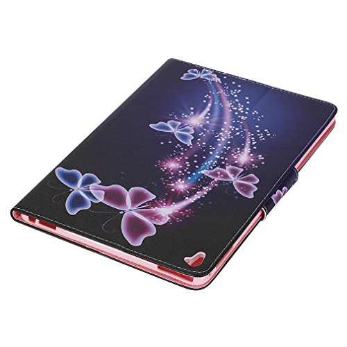 SZHTSWU® Schutzhülle für iPad Pro (9,7 Zoll), Slim Fit Folio Case Zeichnung Drücken Bunte Muster PU Leder Tasche mit Weich TPU Silikon Innere Tablette Hülle Kunstleder Tasche Wallet Etui Lederhülle Schutzhülle Flip Schale Ledertasche mit Kartenfächern und Ständerfunktion für Apple iPad Pro (9,7 Zoll), Schmetterling - 6