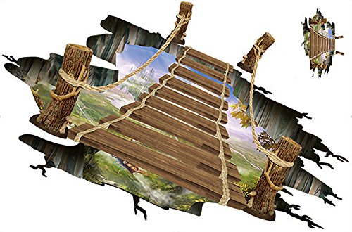 Ouneed® Wandaufkleber Wandtattoo Wandsticker , 3D-Brücken-Fußboden-Wand-Aufkleber-entfernbares Wandabziehbild-Wohnzimmer - 5