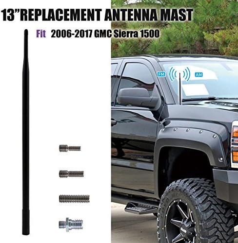 13" Car Aerial Antenna AM FM Radio Signal Reception Mast Black Replacement For 2006-2017 GMC Sierra 1500