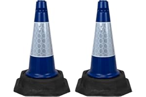 Street Solutions UK - 2 x 460mm Tall Traffic Cones Reflective Sleeve For Indoor And Outdoor Usage, Self Weighted Cones Are Manufactured In The UK Blue