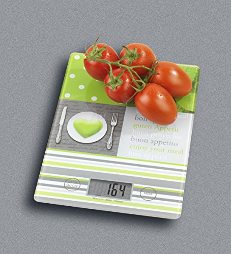 WENKO 25225100 Küchenwaage Slim Menu – elektronische Digitalwaage mit Sensor-Tastatur und Tara-Funktion, Gehärtetes Glas, 14 x 1.2 x 19.5 cm, Multicolor - 3