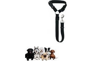 Dog and Cat Safety Seat Belt Adjustable Pet Car Restraint Strap Nylon Headrest Harness for Vehicle Travel and Pet Safety Black 1 Pcs