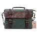 Produktbild S-ZONE 14 Inch Vintage Aktentasche Arbeittasche Messenger Bag Umhängetasche Schultertasche Laptoptasche aus Canvas Leder (Grün)