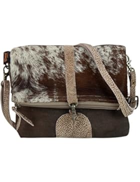 Sunsa Damen kleine Ledertasche Umhängetasche Schultertasche Crossbody Tasche in retro Style mit Kuhfell