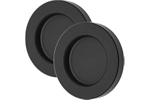 SOTECH 2 Stück Schiebetürgriff TAYO schwarz Ø 70 x 10 mm selbstklebend (3M VHB), Glastürgriff aus Aluminium, Griffmuschel für Glas- & Zimmertüren, Muschelgriff zum Aufkleben
